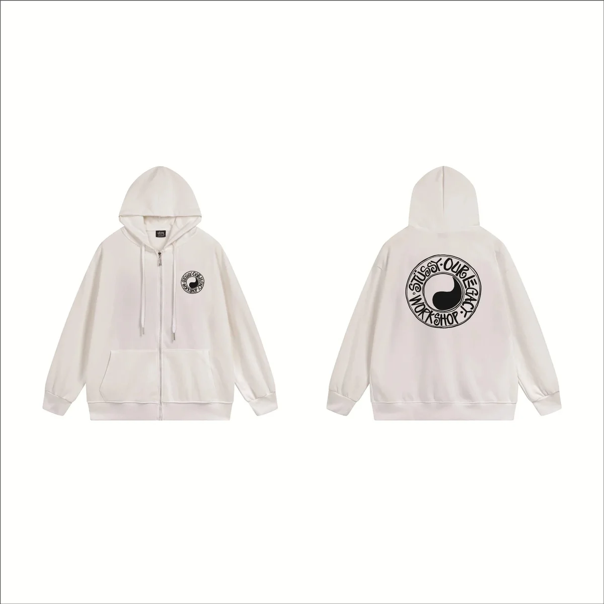 Stussy Stussy Tri-Logo Workshop Zip Hoodie B743 White White - 1