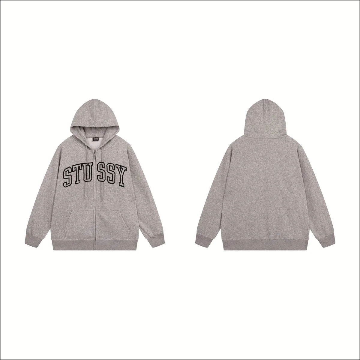 Stussy Stussy Zip-Up Hoodie B744 Grey Grey - 1