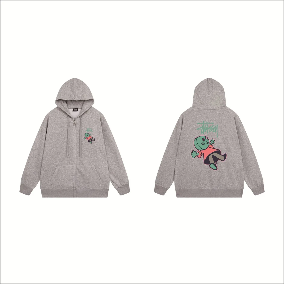 Stussy Stüssy B748 Grey Zip-Up Hoodie Grey - 1