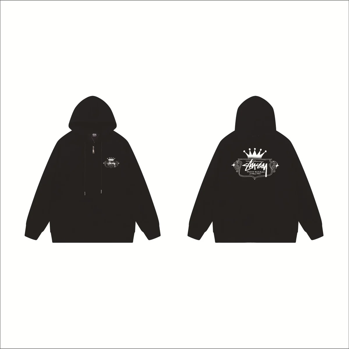 Stussy Stussy Basic Logo Crown Black Hoodie Black - 1
