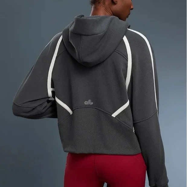 Other Cropped Hoodie with White Stripes Grey - 1