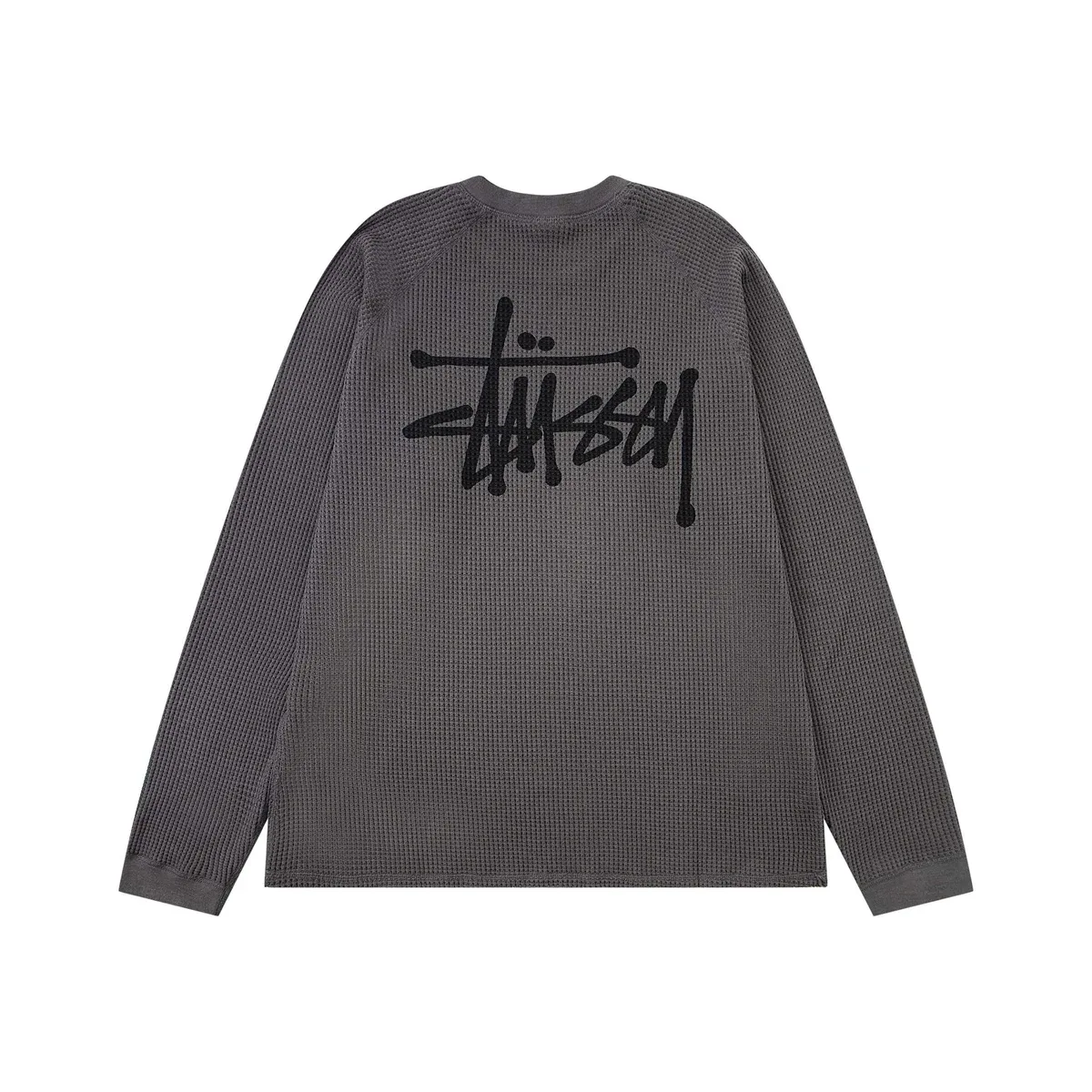 Stussy Stussy Stock Logo Thermal Long Sleeve T-Shirt Deep Grey Grey - 1