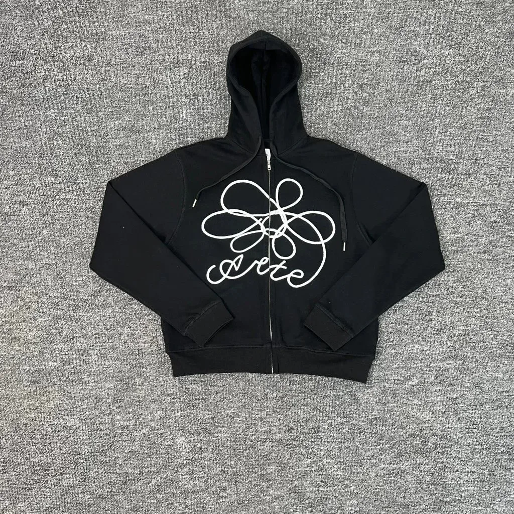 Other Black Art Print Zip-Up Hoodie Black - 1