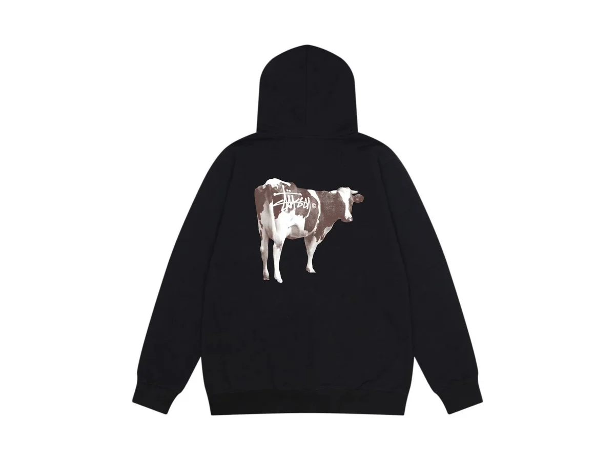 Stussy Stussy Tri-Logo Cow Print Black Hoodie Black - 1