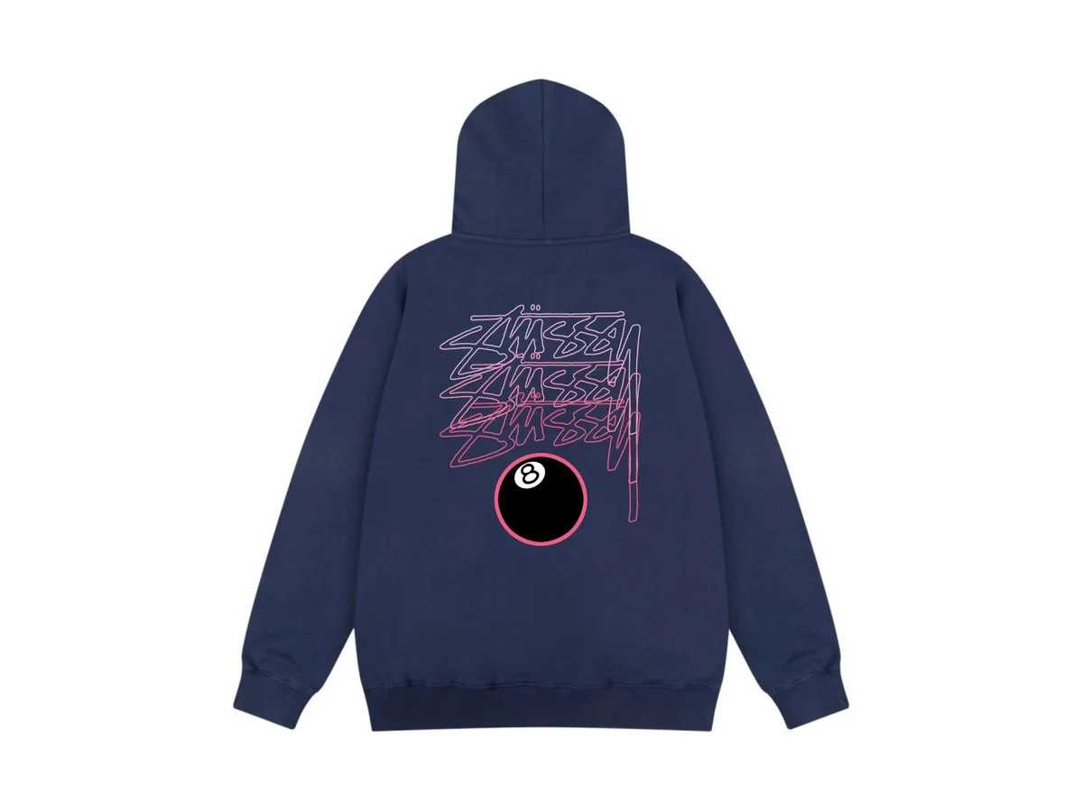 Stussy Stussy Tri-Logo Hoodie Navy Pink Navy - 1