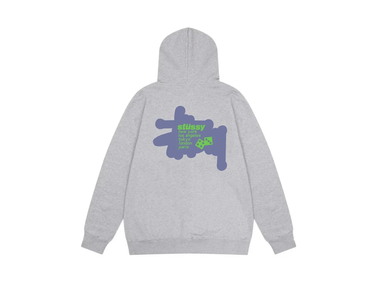 Stussy Stussy Grey Dice Graphic Hoodie Grey - 1