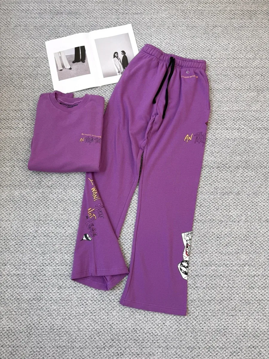Other Purple Graphic Sweatpants & T-Shirt Set Purple - 1