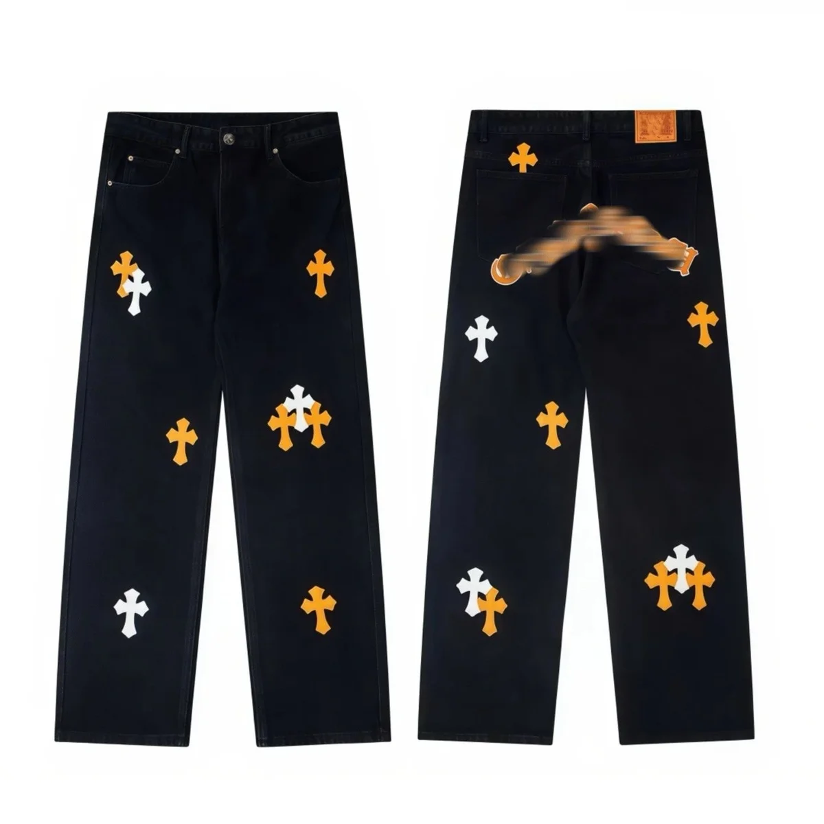 Chrome Hearts Chrome Hearts CH Plus Cross Denim Jeans Black/Orange Black - 1