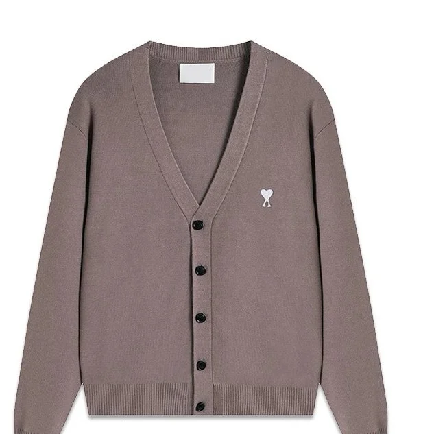 Ami Paris Ami Paris Ami de Coeur Beige V-Neck Cardigan Beige - 1