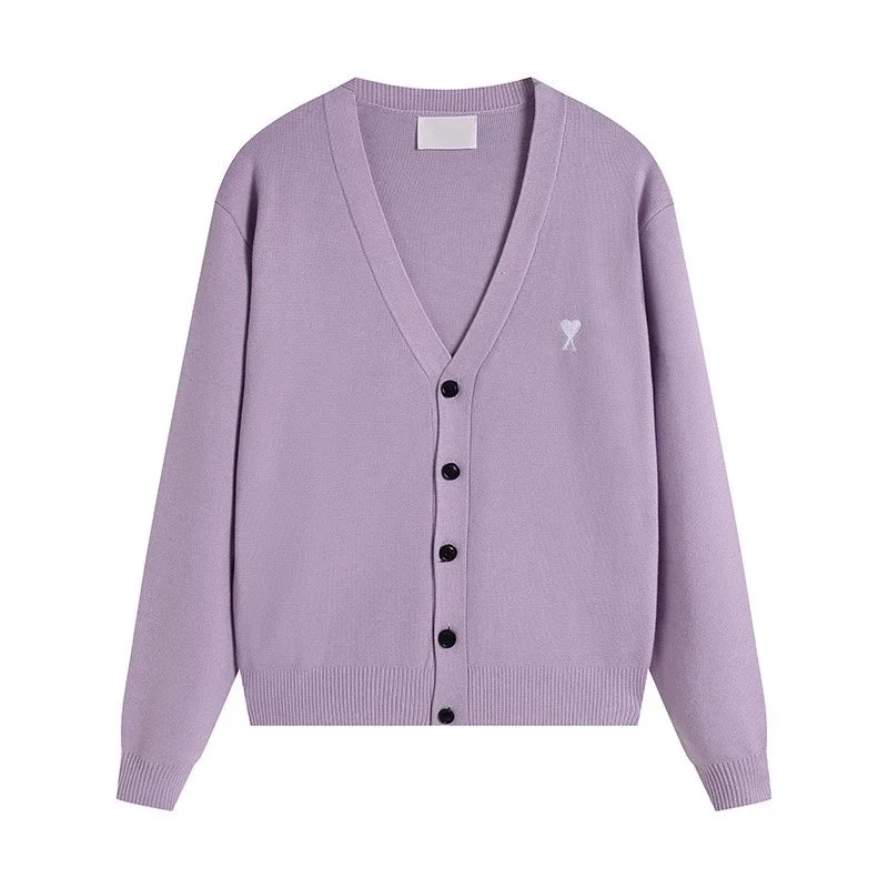 Ami Paris Ami Paris Lilac AM Icon Sweater Cardigan Purple - 1