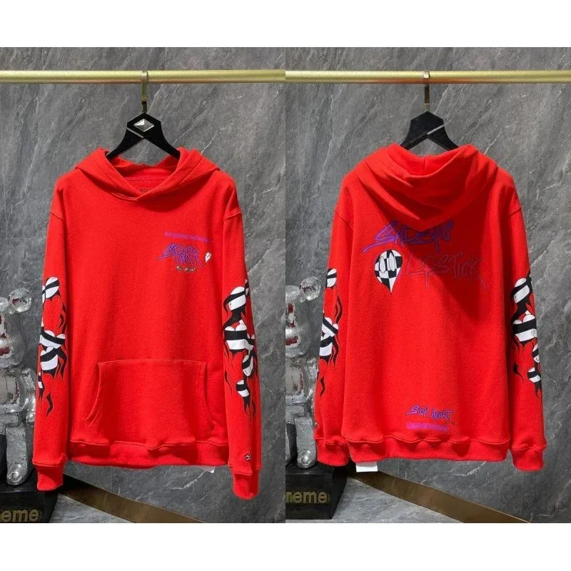 Other Red 'Snake Lips' Hoodie Sweatshirt Red - 1