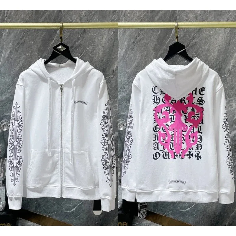 Chrome Hearts Chrome Hearts White Gothic Cross Zip-Up Hoodie White - 1