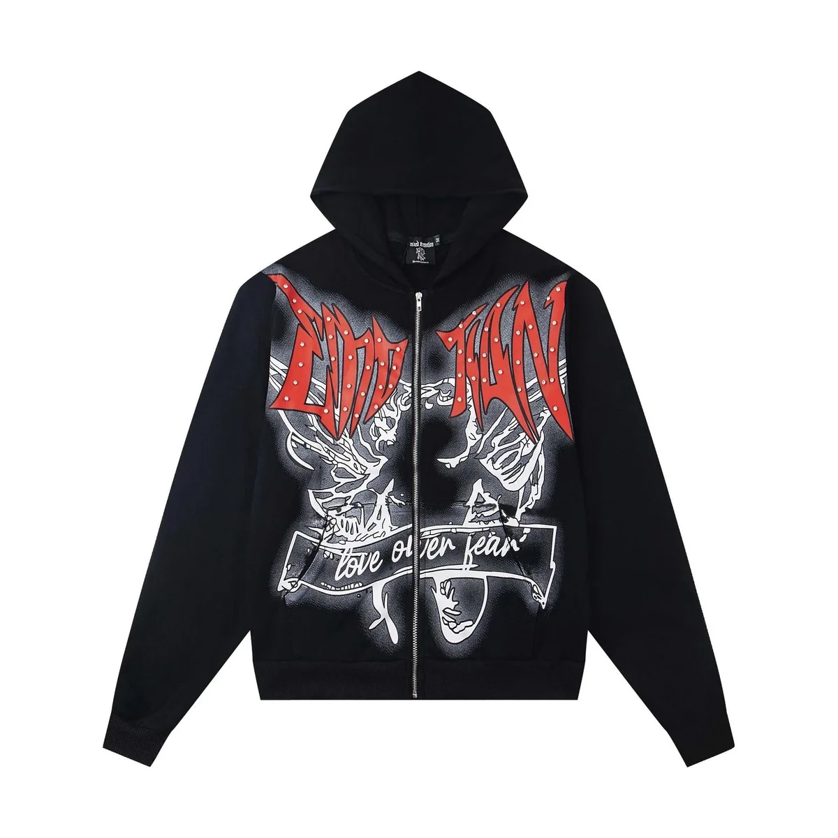 Other Black Love Over Fear Zip-Up Hoodie Black - 1