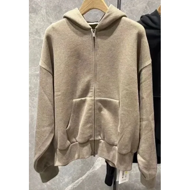 Other Unisex Gray Zip-Up Hoodie Sweatshirt Grey - 1