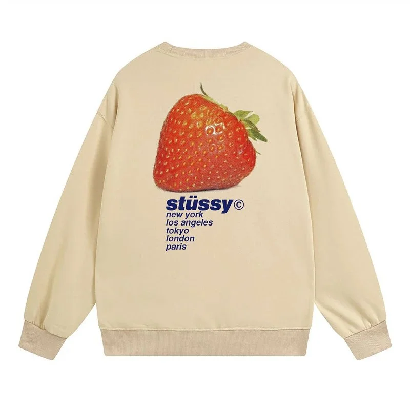 Stussy Stüssy Strawberry Print Crewneck Sweatshirt 533 Beige Beige - 1