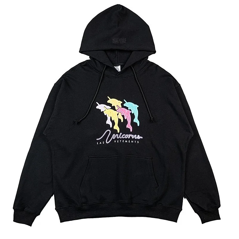 Vetements Vetements Unicorne Black Hoodie Black - 1