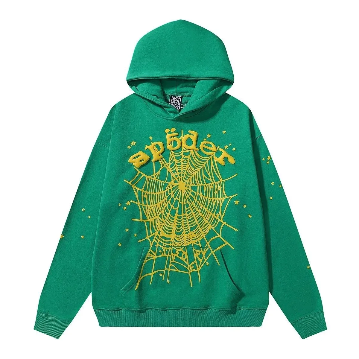 Green Spider Web Graphic Hoodie
