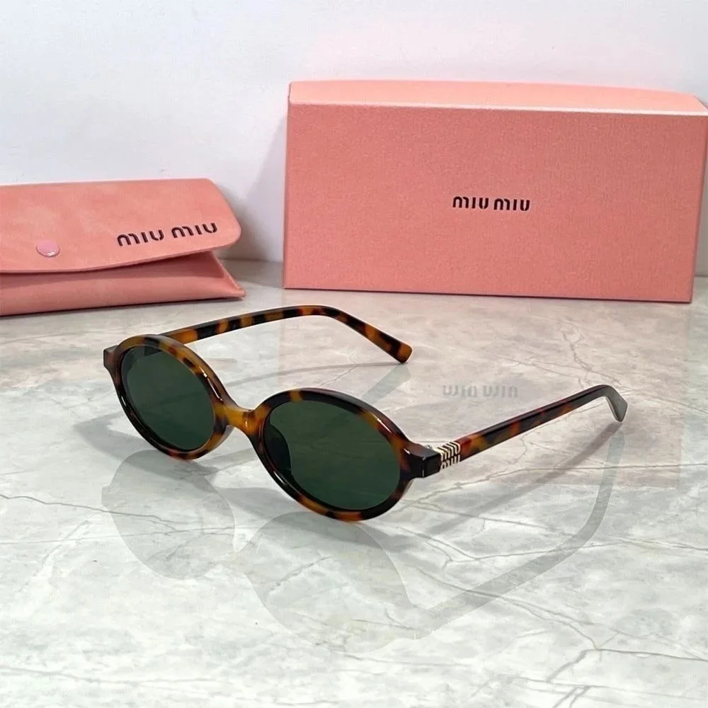 Miu Miu Miu Miu Tortoiseshell Green Lens Sunglasses Brown - 1