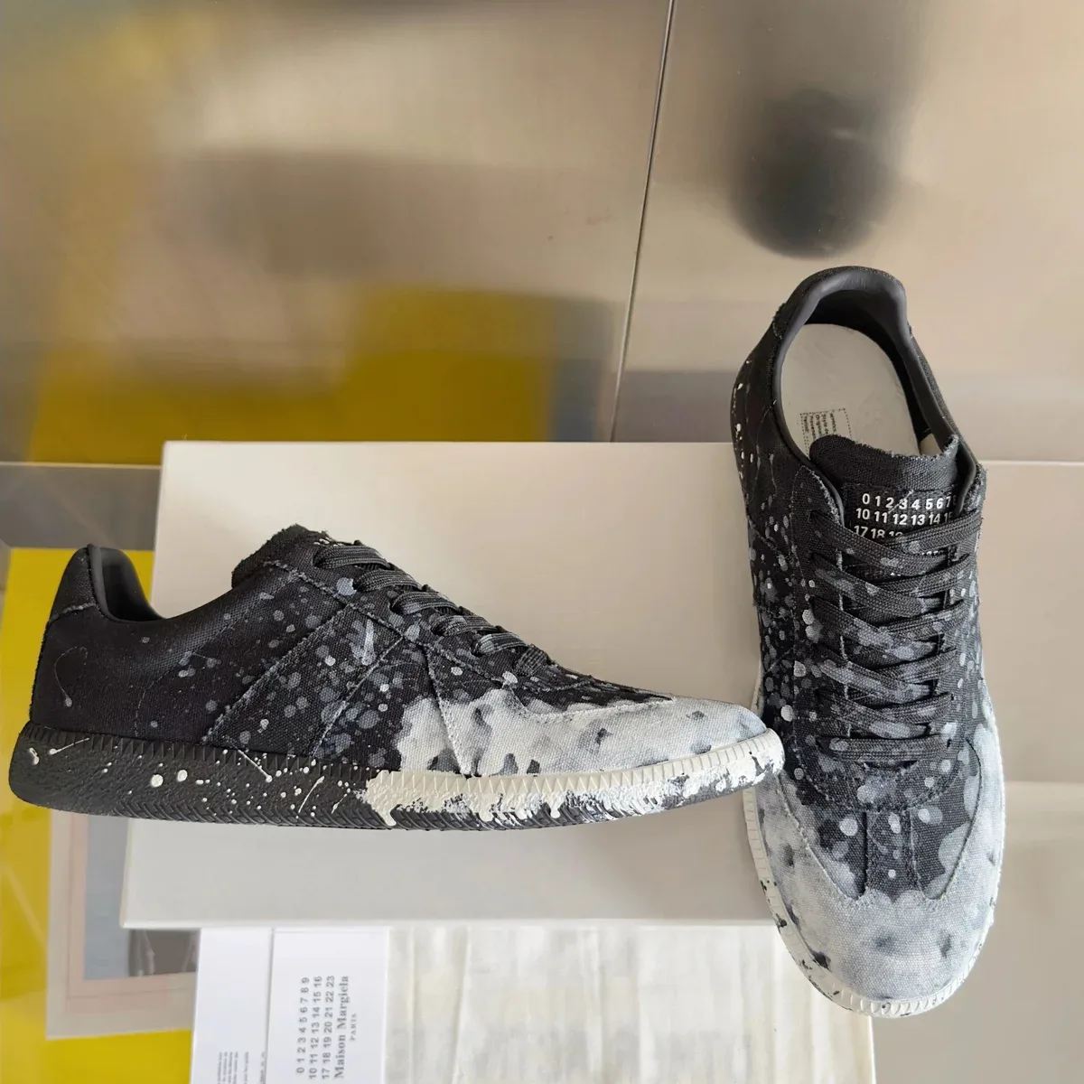 Maison Margiela Maison Margiela Replica Black & White Splatter Sneakers Black - 1