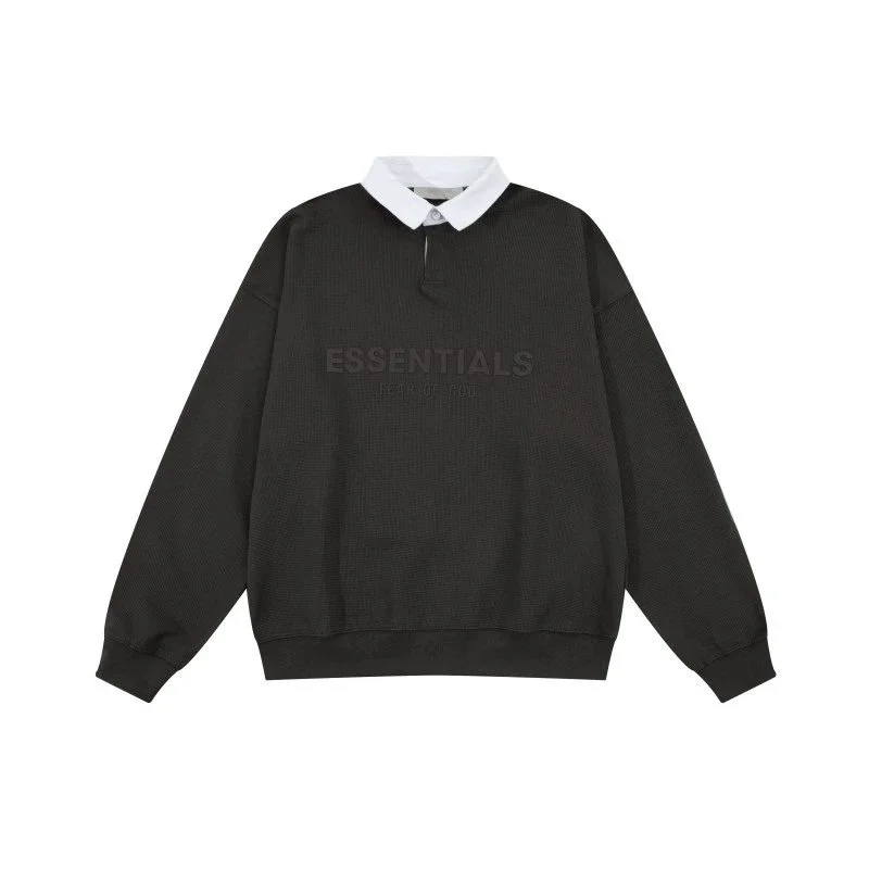 Fear of God Fear of God Essentials Black Polo Collar Sweatshirt Black - 1