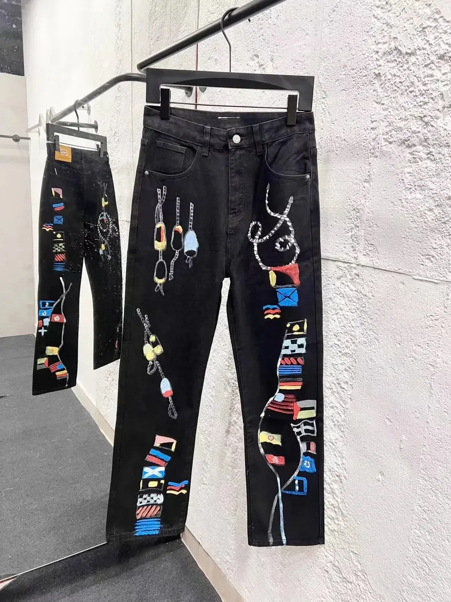 Other Black Embroidered Jeans with Colorful Motifs Black - 1