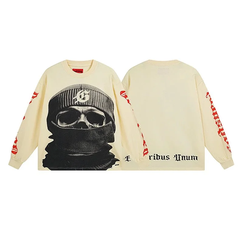 Other Beige Skull Print Long Sleeve T-Shirt Beige - 1