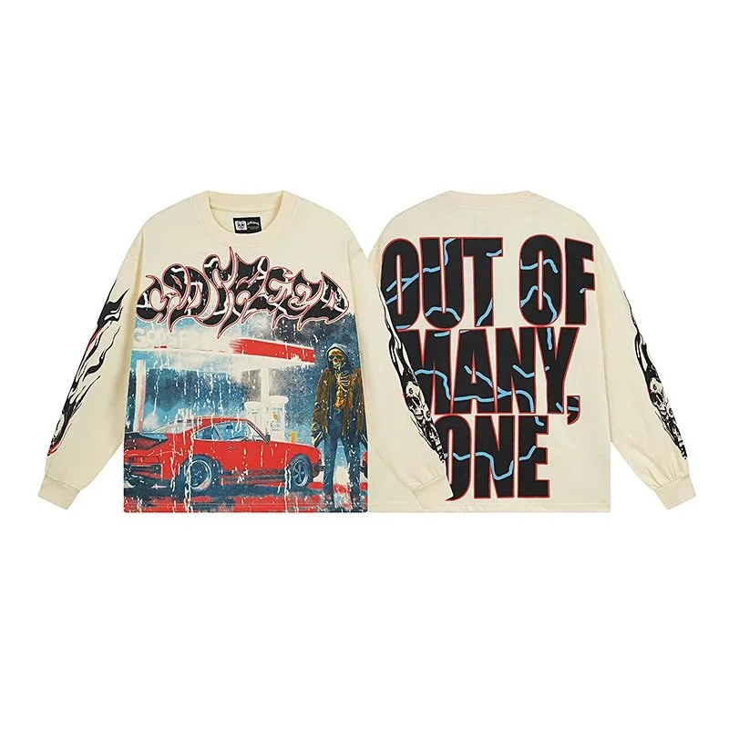Other Unisex Cream 'Out of Many, One' Long Sleeve T-Shirt Cream - 1