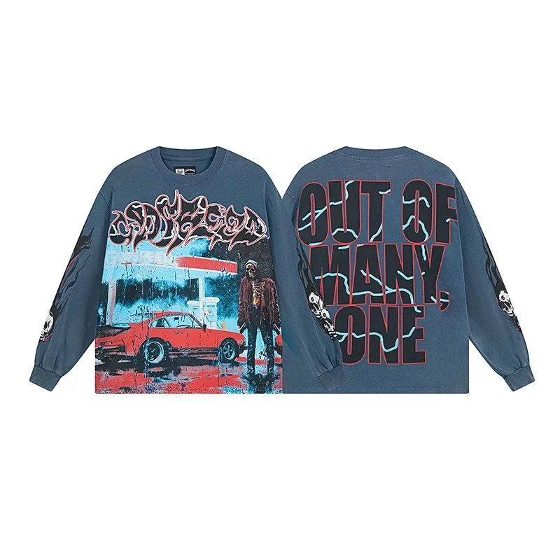 Other Blue 'Out of Many, One' Long Sleeve Graphic Tee Blue - 1