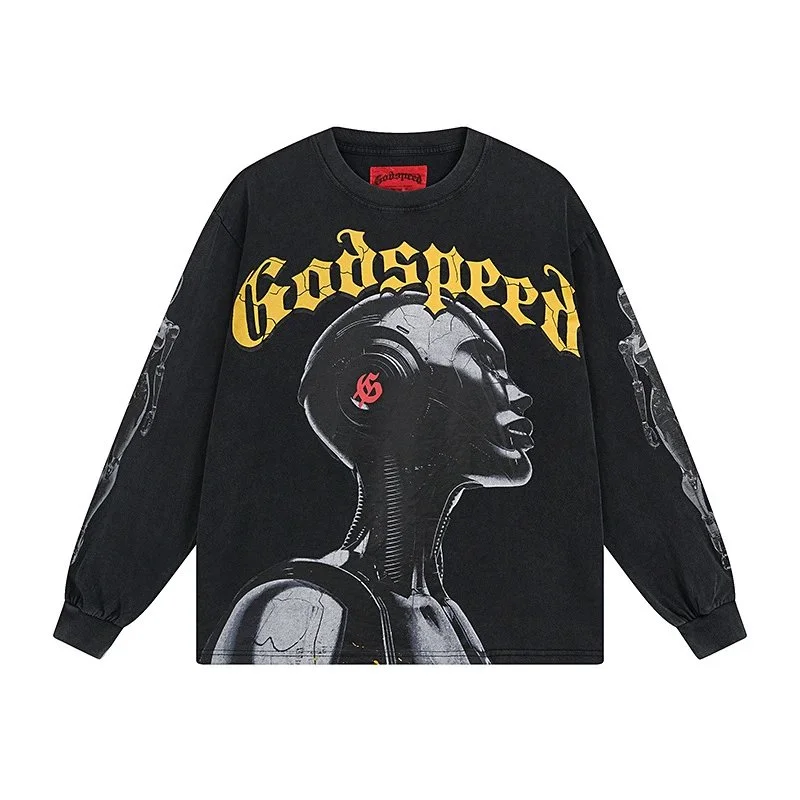 Godspeed Godspeed Black Robot Print Long Sleeve T-Shirt Black - 1