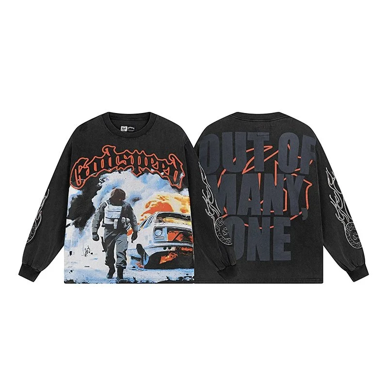 Godspeed Godspeed Out of Many One Black Long Sleeve T-Shirt Black - 1