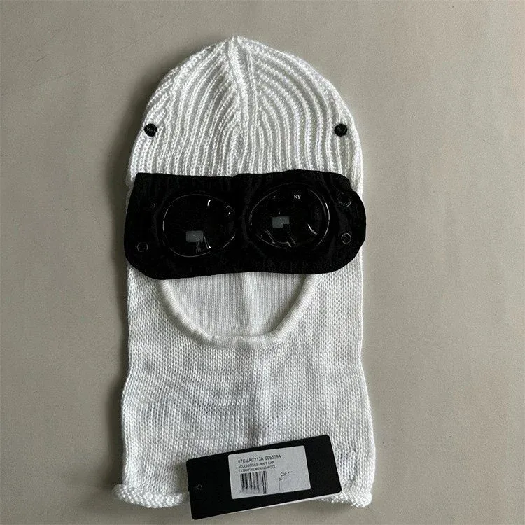 Other White Knit Balaclava with Black Goggle Mask White - 1