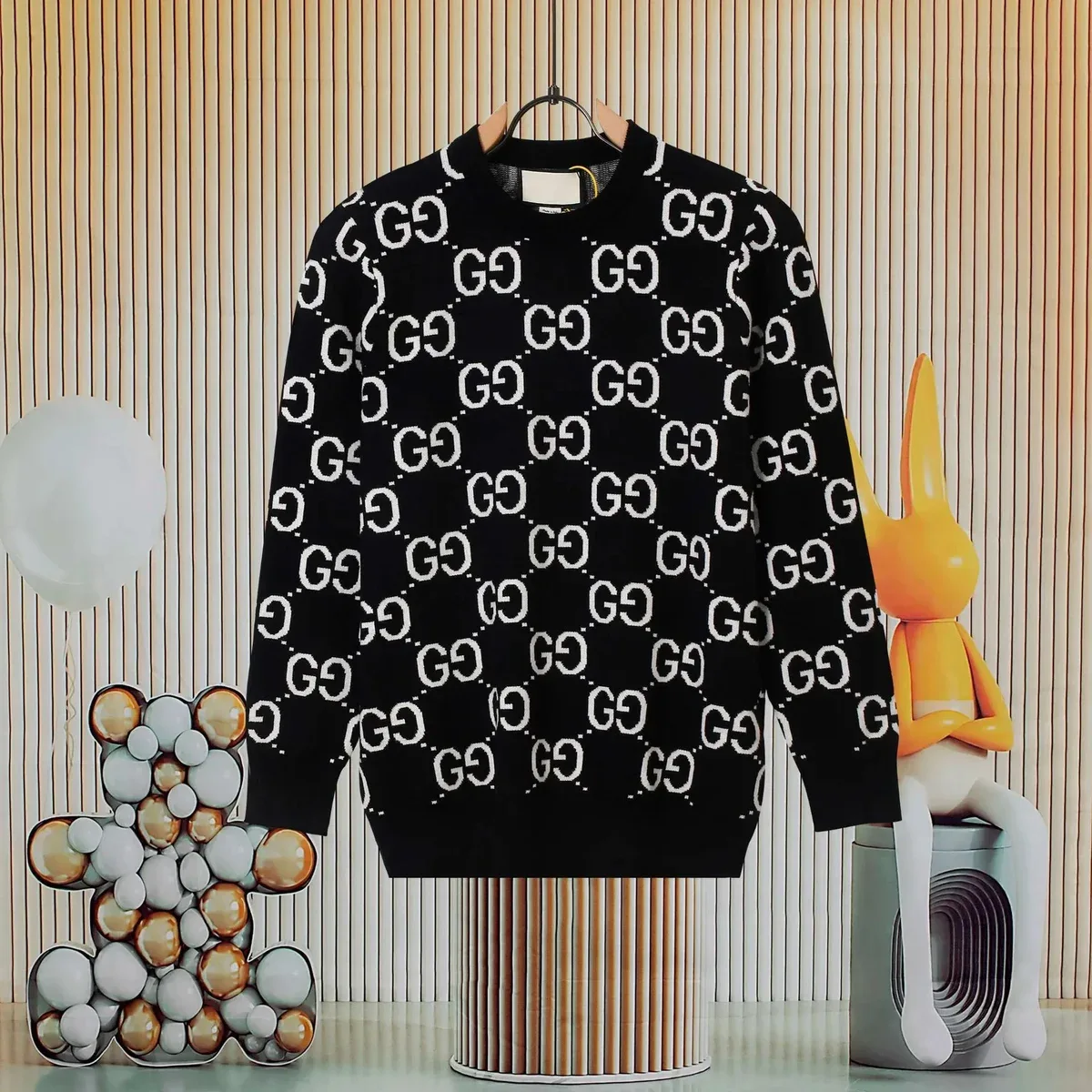 Gucci Gucci GG Marmont Black Logo Knit Sweater Black - 1