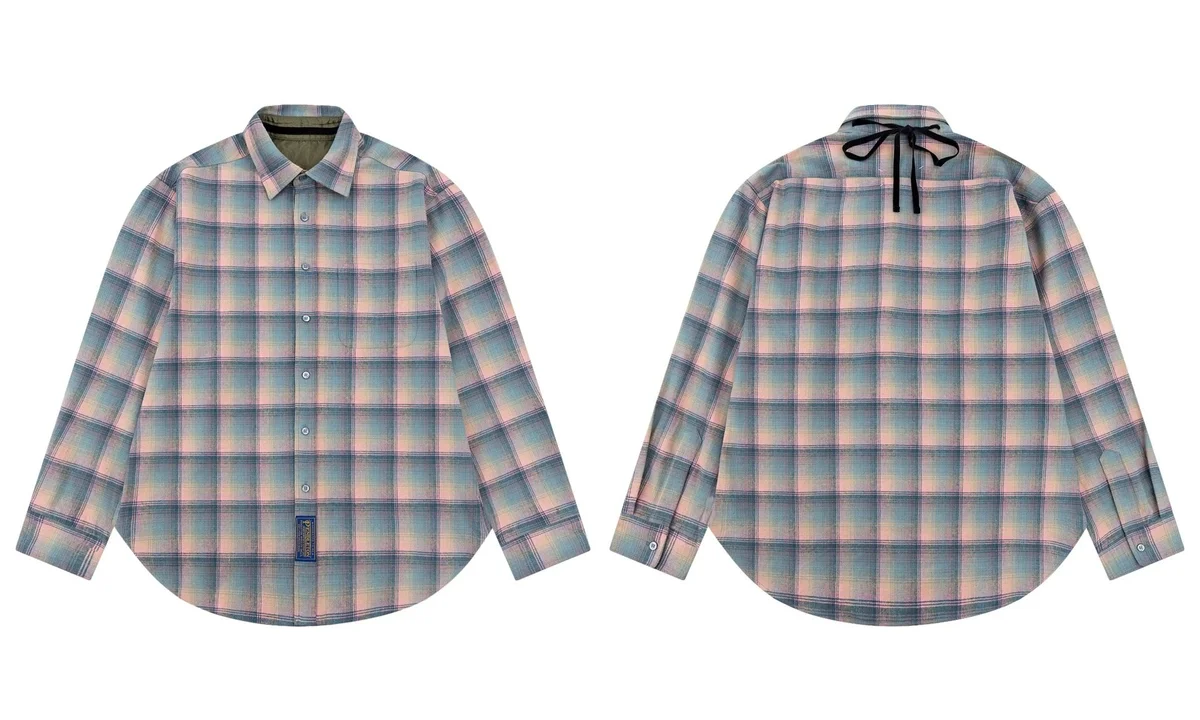 Other Plaid Flannel Shirt with Bow Detail Blue - 1