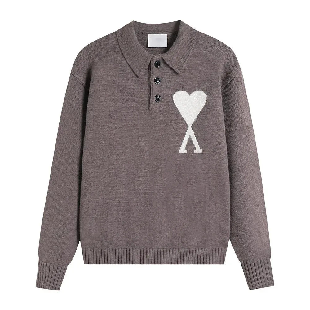 Ami Paris Ami Paris Ami de Coeur Polo Sweater Grey-516# Grey - 1