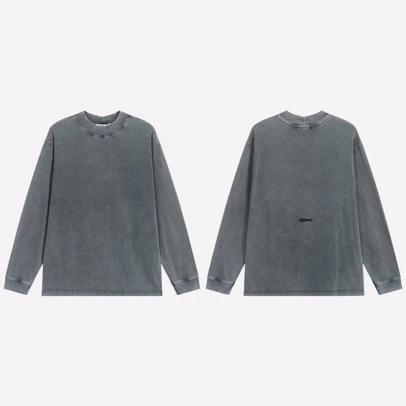 Other Unisex Water Washed Black Long Sleeve T-Shirt Black - 1