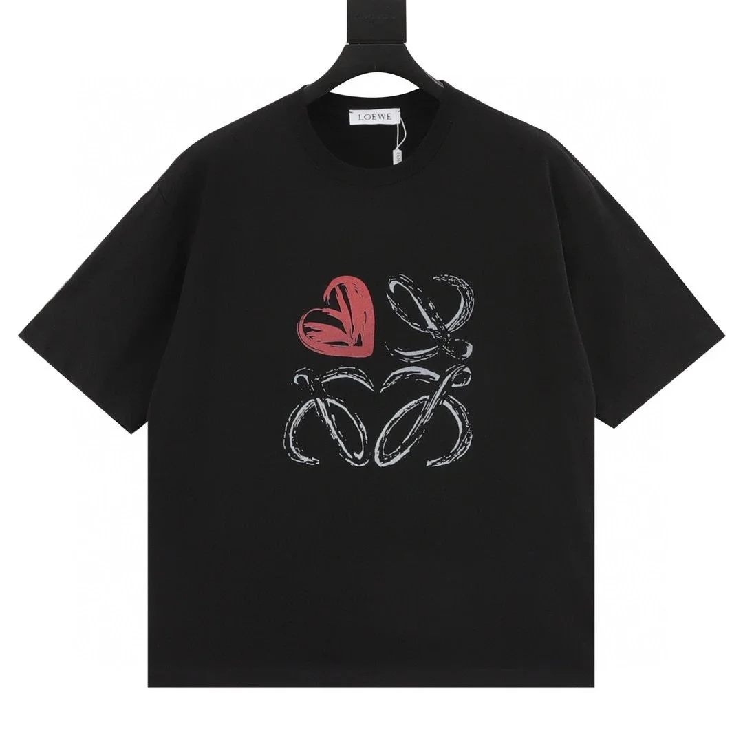 Loewe Loewe Heart & Monogram T-Shirt Black Black - 1