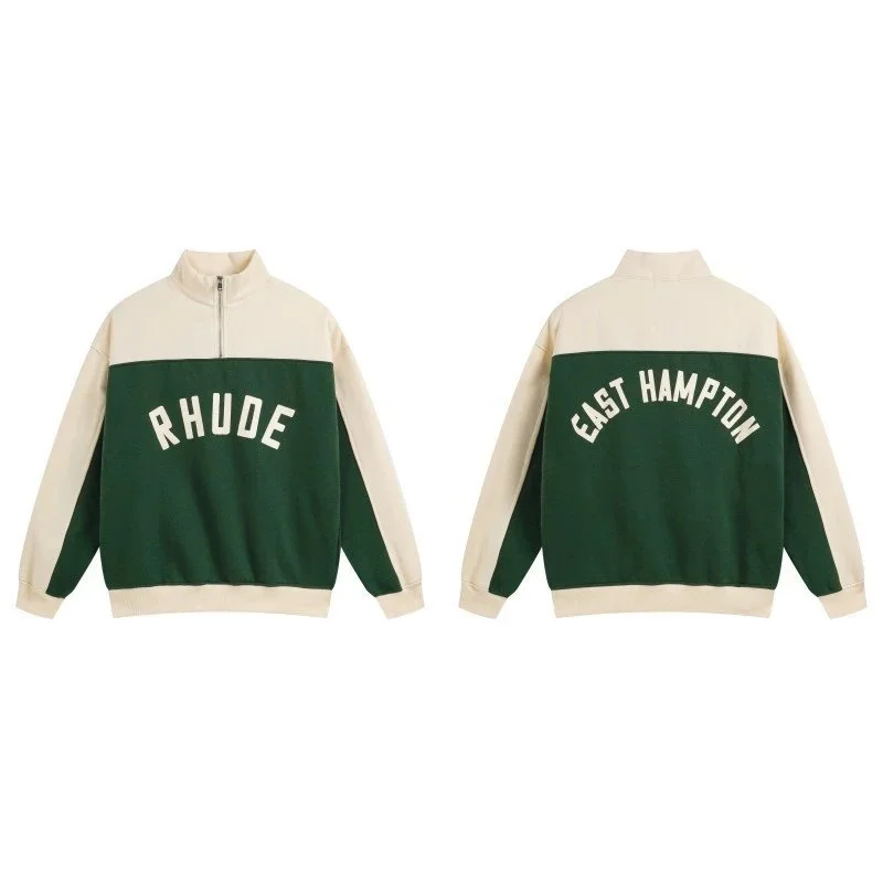 Rhude Rhude Rhecess Green & Cream Half-Zip Hoodie Green - 1