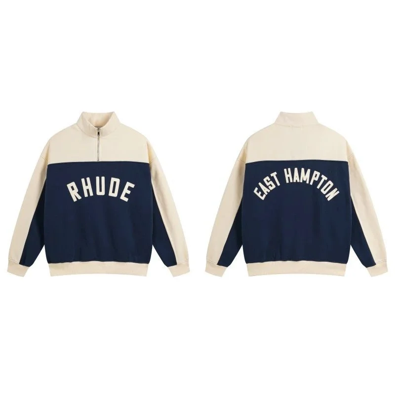 Rhude Rhude Rhecess Navy & Cream Half-Zip Sweatshirt Navy - 1