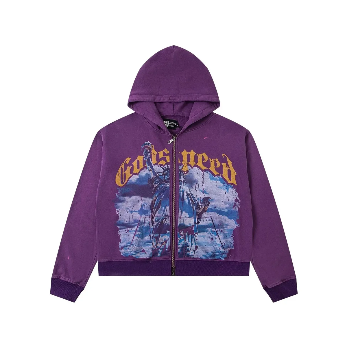 Godspeed Godspeed G05 Purple Statue Print Zip-Up Hoodie Purple - 1