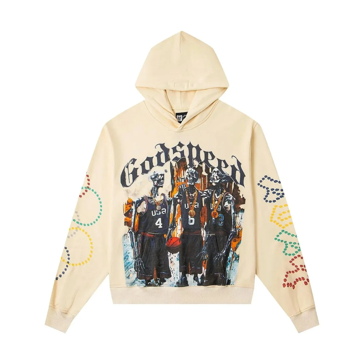 Godspeed Godspeed G08 Beige Hoodie with Basketball Print Beige - 1