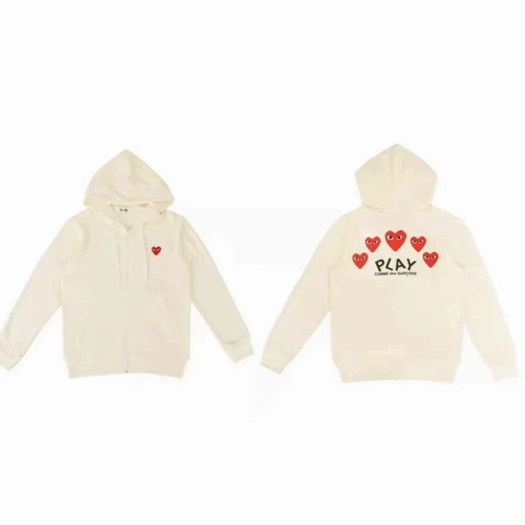 Comme des Garçons Comme des Garçons Play Zip-Up Hoodie Cream Five Heart Back Cream - 1