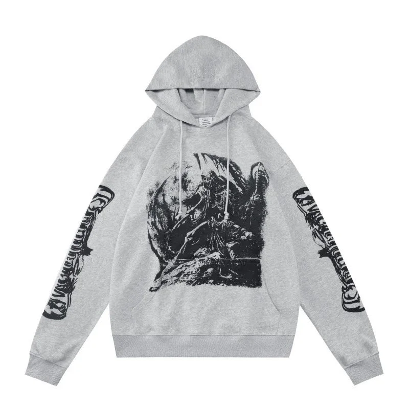 Other Unisex Grey Graphic Print Hoodie Grey - 1