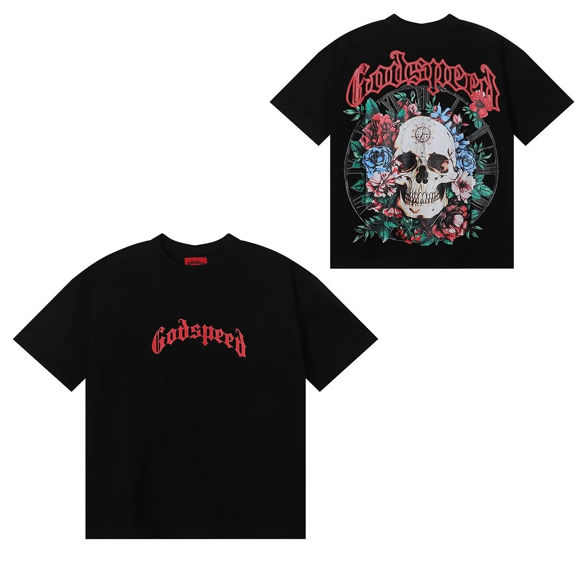 Godspeed Godspeed Triple Black Skull & Floral T-Shirt Black - 1