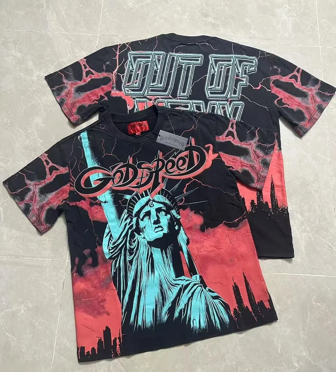 Godspeed Godspeed Statue of Liberty Red Print T-Shirt Red - 1