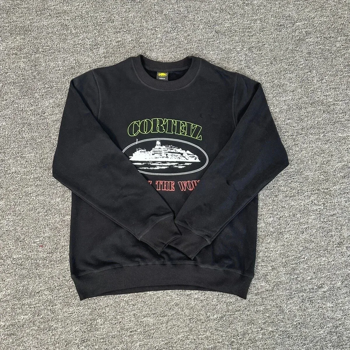 Corteiz Cortez Black Crewneck Sweatshirt with Graphic Print Black - 1