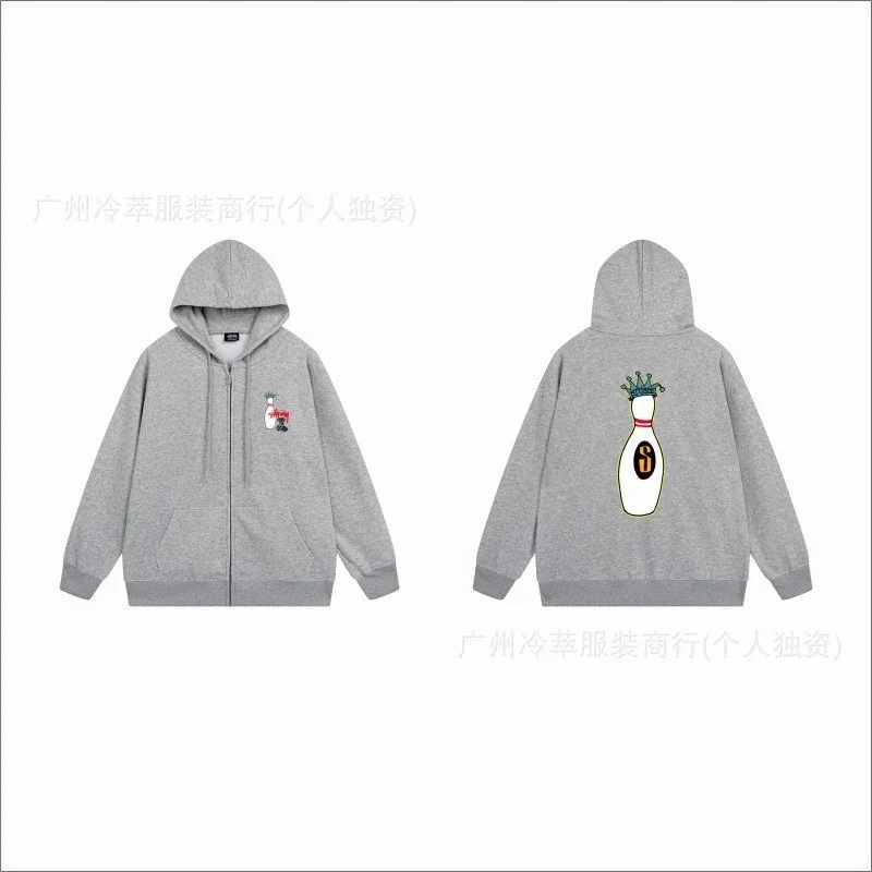 Other Unisex Grey Bowling Pin Hoodie Sweatshirt Grey - 1