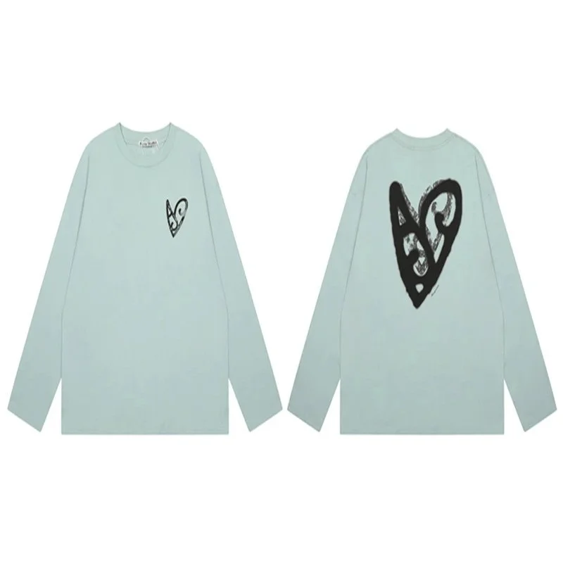 Other AC914 Mint Green Heart Print Long Sleeve T-Shirt Green - 1