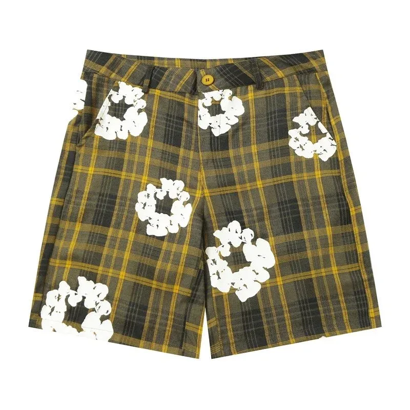 Other 618 Yellow Plaid Shorts with White Floral Print Yellow - 1