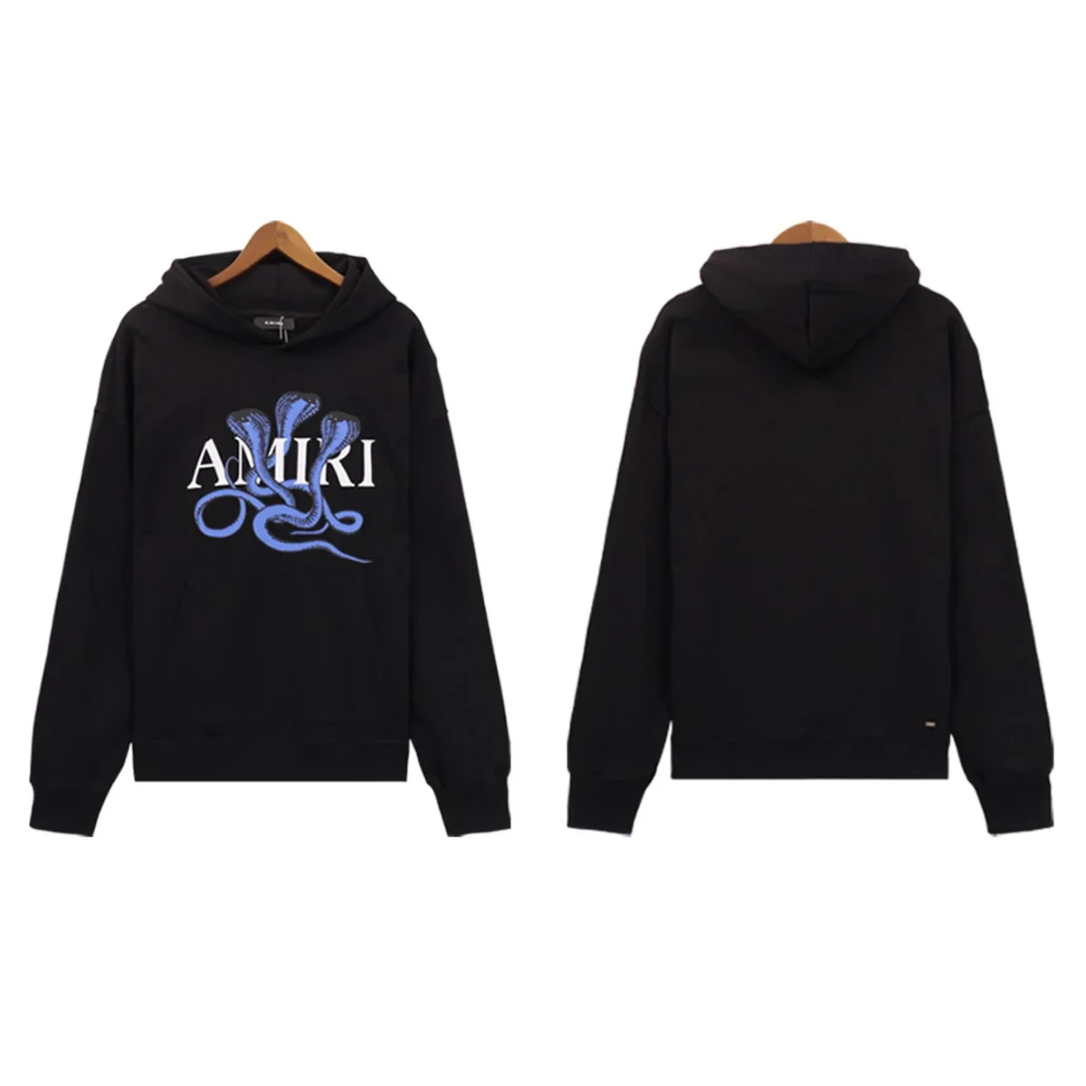 Amiri Amiri Black Blue Print Hoodie Black - 1