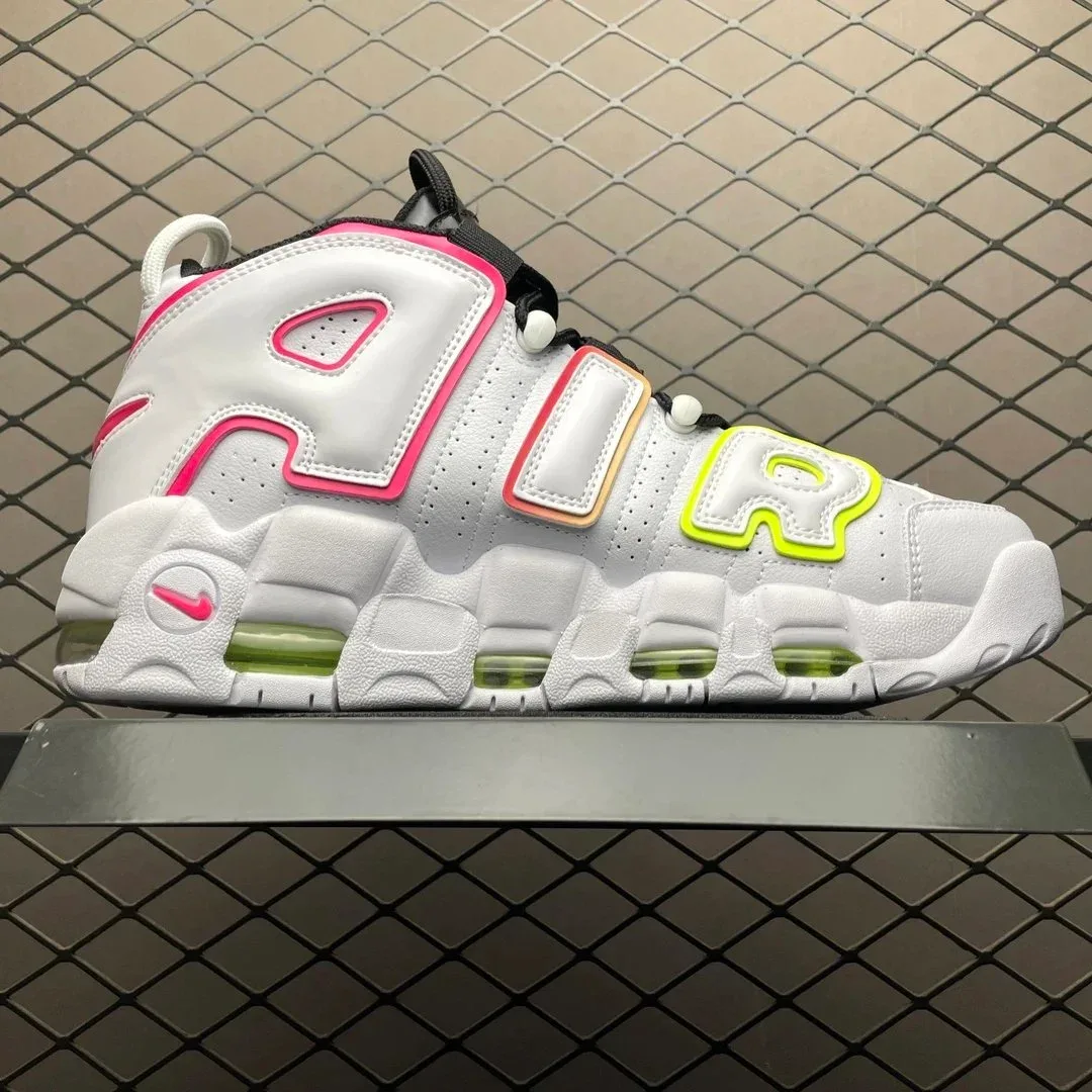 Nike Nike Air More Uptempo White/Pink/Yellow Sneakers White - 1